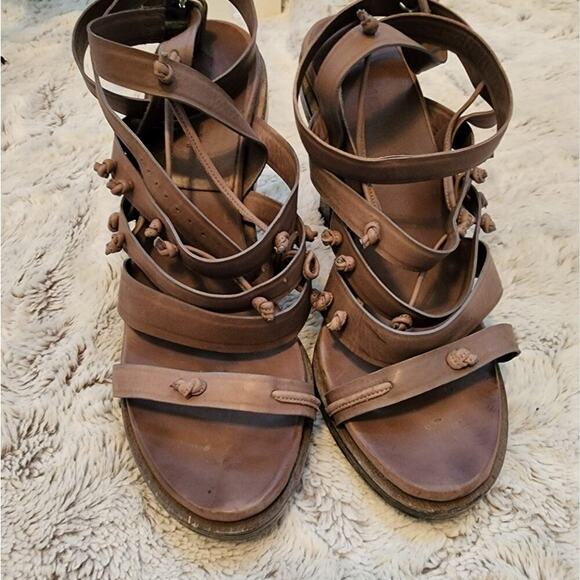 GIVENCHY BLOCK MULTI STRAPE KNOTTED ANKLE WRAP SANDALS SIZE 39.5 (9) - Picture 2 of 7